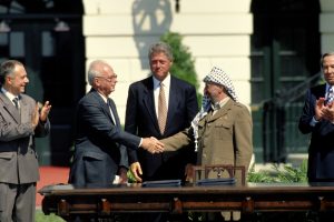 Yitzhak Rabin of Israel and Yasser Arafat
